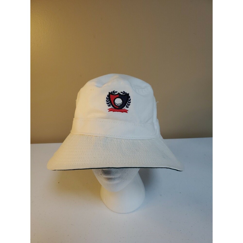 Vintage Country Gentleman Golf Logo Bucket Hat Mens Size Medium White Canvas USA